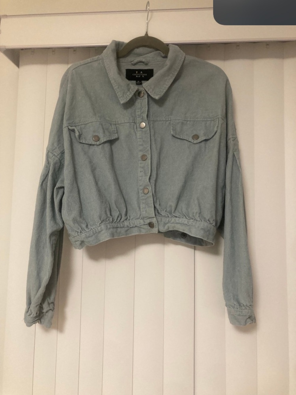 Light Blue Cropped Corduroy Jacket - Unbranded